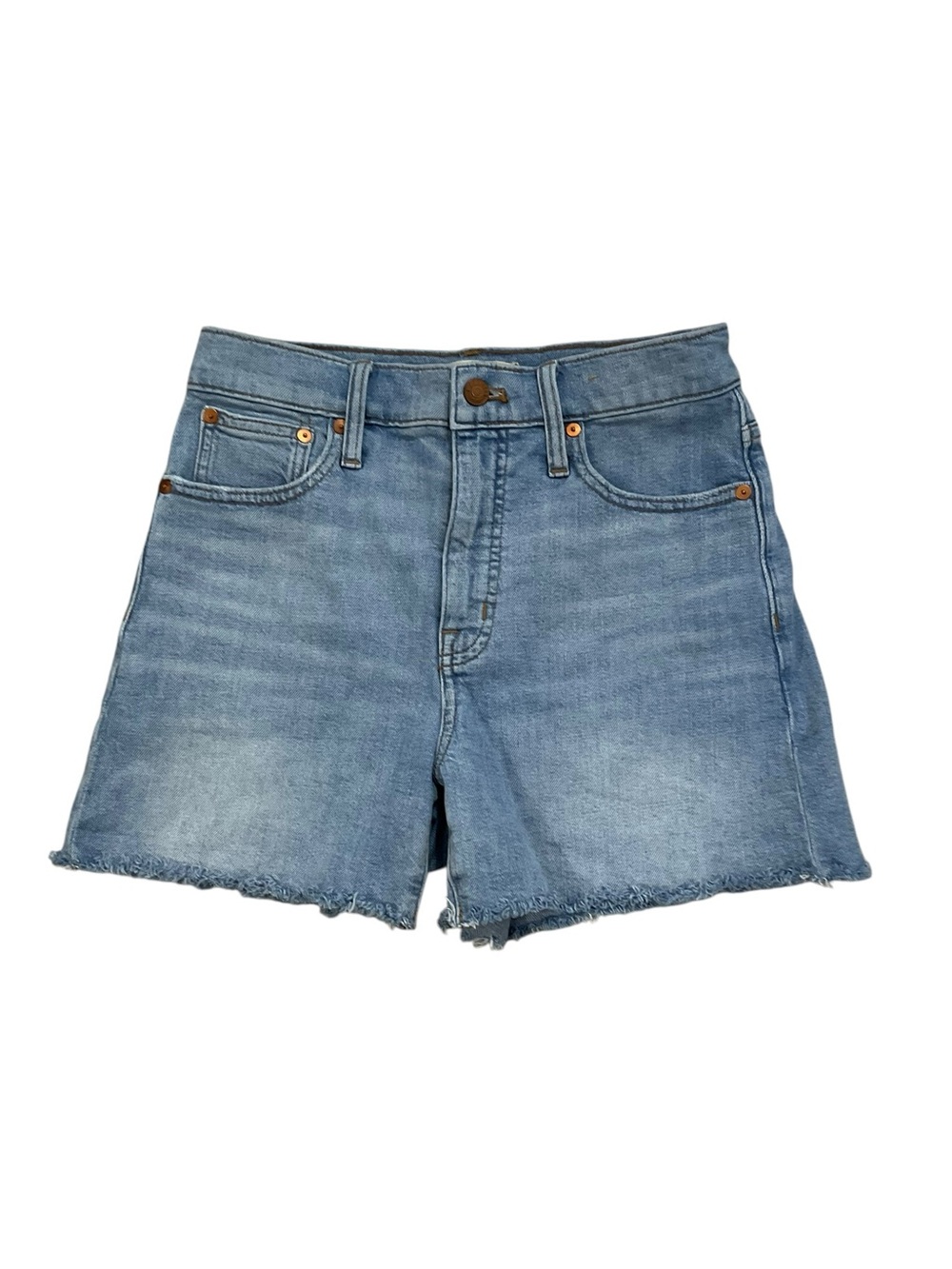 Madewell High-Rise Denim Shorts Size 26 Light Wash Raw Hem MD737